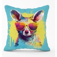 Warren Reed - Designer Splashart Wallaby In Glasses Cushions | Size: 60 cm x 60 cm