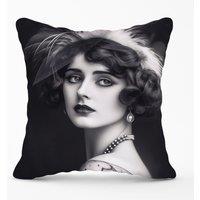 Warren Reed - Designer Glamorous Edwardian Showgirl Cushions in Black | Size: 60 cm x 60 cm