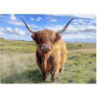 Warren Reed - Designer Highland Cow In Summer Glass Chopping Board
