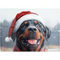 Warren Reed - Designer Christmas Rottweiler Glass Chopping Board in Black