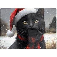 Warren Reed - Designer Black Christmas Cat Glass Chopping Board