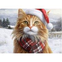 Warren Reed - Designer Christmas Ginger Cat Glass Chopping Board