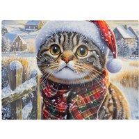 Warren Reed - Designer Christmas Scottish Fold Cat Glass Chopping Board