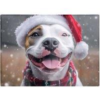 Warren Reed - Designer Snowy Christmas Staffy Bull Terrier Dog Glass Chopping Board