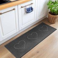 Nicoman PVC Spaghetti Heart Embossed Hallway Kitchen Entrance Runner Rug 150cm x 60cm in Dark Grey | Size: 60 cm x 150 cm