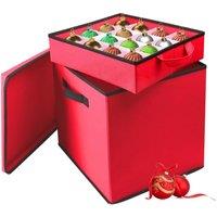 Almineez Christmas Tree 64 Bauble Decorations Box Bag Holder With 4 Trays in Red