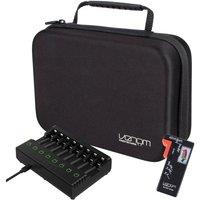 Venom Battery Organiser Case, Tester & 8 Way Battery Charger Set in Black | Size: 3 Pack