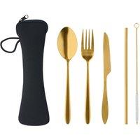 MidOcean 5 Service Reusable Stainless Steel Cutlery Set Set in Gold