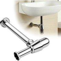 Nes Home Bathroom Standard Basin Sink Pipe Luxury Modern Chrome Round Bottle Trap Waste in Silver