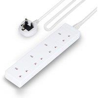 Geepas 4 Gang Extension Lead, 1M Cable 4-Way Plug 13A in White