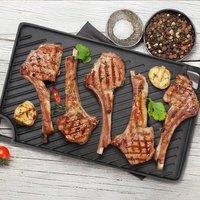 SPETLEK Cast Iron Griddle Hot Plate Barbecue Grill Cooking Camping Hob Steak in Black