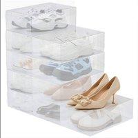 SPETLEK 10 Pack Stackable Storage Plastic Shoe Organiser Box Set in Clear