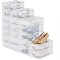 SPETLEK 10 Pack Stackable Storage Plastic Shoe Organiser Box Set in Clear