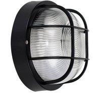 EONLION IP44 Round Black Outdoor Garden Exterior Security Bulkhead Wall Light