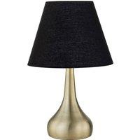 EONLION Antique Brass Touch Table Lamp Bedside Light Black Shade