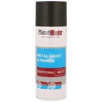 Plastikote Trade Metal Spray Paint & Primer Matt Black 400Ml