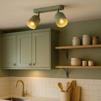 Eglo Tilston Steel Minimalist Dual Ceiling Spotlight, Green