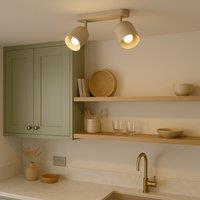 Eglo Tilston Steel Minimalist Dual Ceiling Spotlight, Sandy in Light Sand