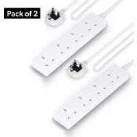 Geepas 4 Gang Extension Lead, 1M Cable Wall Mountable & Multi Socket in White