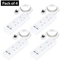Geepas 2 Gang Extension Lead, 2M Cable Pack of 4 in White