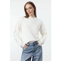 WOVCOR Women's Soft Textured Knit Sweater in White | Size: Small