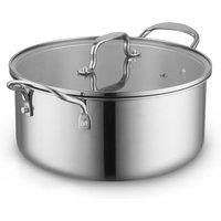 Sur La Table Tri Ply 24cm Casserole with Tempered Glass Lid, Satin Interior Finish, Inner Capacity Markings, Induction Compatible, Stainless Steel