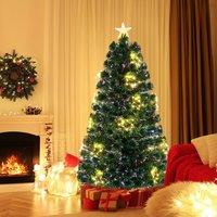 Costway 5 FT Optical Fiber Christmas Tree Pre-Lit Artificial Xmas Tree in Green