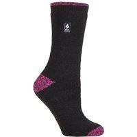 SOCKSHOP Heat Holders Women's 1 Pair 2.3 TOG Patterned Thermal Socks in Bright Pink | Size: 4-8