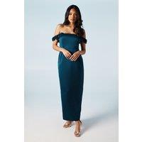 Coast Women's Floral Bardot Satin Bridesmaid Dress in Navy | Size: 14