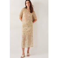 Monsoon Women's Sacha Embroidered Midi Skirt Gold | Size: 14