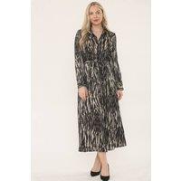 Saloos Women's Printed Midi Shirt Dress with Belt & Pockets | Size: 18