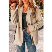 Everyday The Label Women's Oatmeal Single Breasted Elegant Suit Jacket | Size: 18