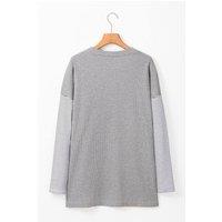 Everyday The Label Women's Black Stripe Colorblock Patchwork Open Front Cardigan with Pocket | Size: Large