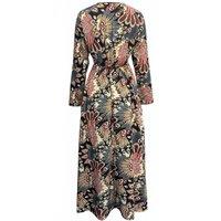 Everyday The Label Women's Black Floral Print V Neck Wrap High Waist Maxi Dress Maxi Dresses | Size: Small