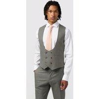 Antique Rogue Men's Texture Double Breasted Waistcoat in Grey | Size: 52R
