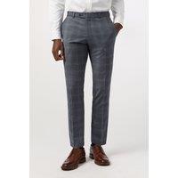 Alexandre Silver Label Men's Tailored Fit Blue Seafoam Check Trouser | Size: 38R