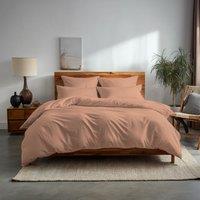 Snug City Plain Dyed Easy Care Polycotton Duvet Cover & Pillowcase/s Set Bed Linen in Peach | Size: Super King
