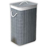 HomeSpace Direct Bamboo Laundry Hamper Basket Oblong Grey in Light Grey