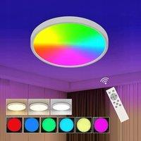 COMELY LED Ceiling Light Dimmable, 24W RGB Color Changing Round Ceiling Light in White