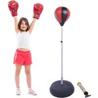 HOMCOM Adjust Kids Training Boxing Punching Bag Boxing Punching with Gloves in Red | Size: Standard