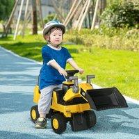 HOMCOM CAT Licensed Kids Ride-On Excavator with Manual Shovel, Horn in Yellow