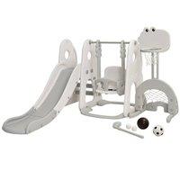Costway Toddler Slide & Swing Set Indoor Kids Climber Basketball Football Golf Playset in White