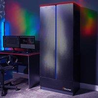 X Rocker Carbon-Tek 2 Door Wardrobe with Drawer & LED Lighting in Dark Grey