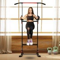 HOMCOM Power Tower Station Pull Up Bar w/Adjustable Height for Home Gym Workout in Black | Size: Standard