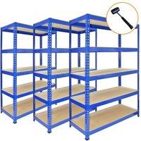 Monstershop 3 x Q-Rax Blue Metal Racking Units 90 x 50 x 180cm | Size: 90 x 50 x 180 cm