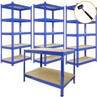 Monstershop Q-Rax 3 x 120cm & 2 x 90cm Blue Metal Racking Units | Size: 3 x 120 cm