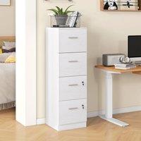 HOMCOM 4 Drawer File Cabinet Locking Filing Cabinet in White