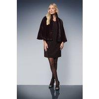 Wallis Women's Petite Cropped Faux Fur Cape in Berry | Size: 16