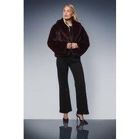 Wallis Women's Petite Faux Fur Edge to Edge Jacket in Berry | Size: 14