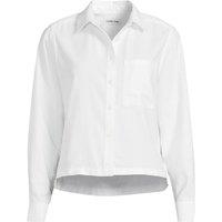 Lands' End Women's Oxford Cropped Shirt with Step Hem in White | Size: 8